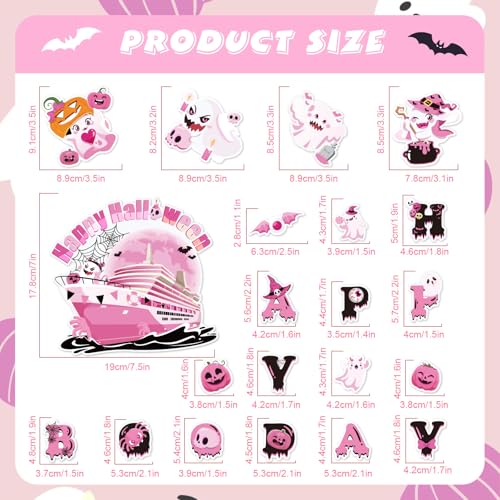 Pink Halloween Ghost Magnets for Cruise Door Decoration - 21pcs