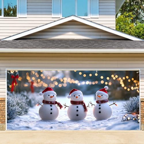 Snowmen Garage Door Decoration Banner - 6 x 13 ft Christmas Xmas Holiday Outdoor Indoor
