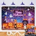 Halloween Neon Backdrop 7x5FT Pumpkin Ghost Banner Photo Booth Decor Kids Party