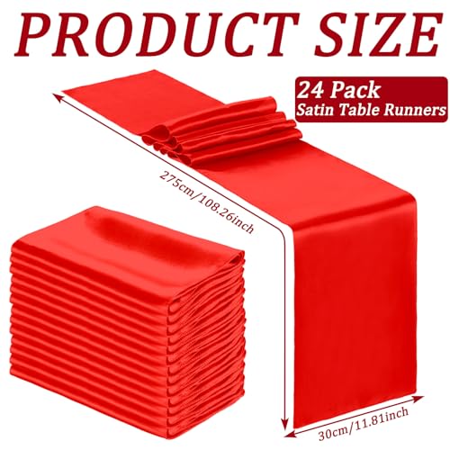 Bright Red Satin Table Runner 24 Pack, 12 x 108 Inch Party Decor - Variation of THIS listing