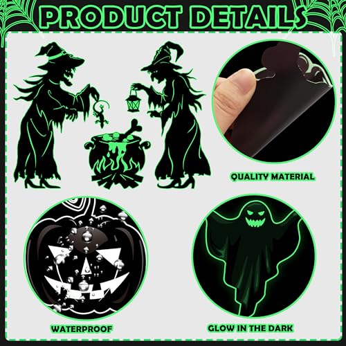 Glow in The Dark Halloween Car Magnet Set - 16 Decorative Magnetic Decals