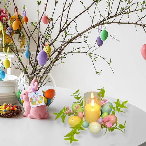 Easter Egg Candle Rings Set of 3 Spring Wreaths for Candle Holders and Decor