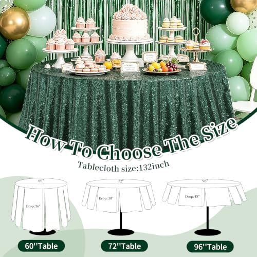Emerald Green Sequin Round Tablecloth 132 Inch Glitter Party Table Cover - Variation of THIS listing