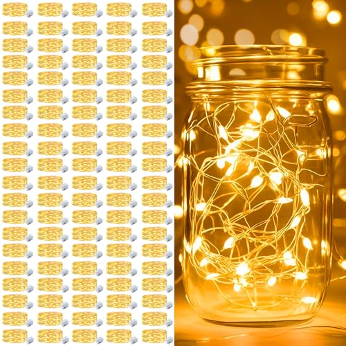 Warm White 100 Pack Battery Operated Fairy String Lights - 7ft Waterproof LED Decor