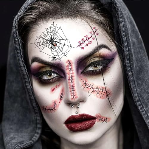 Halloween Temporary Tattoos Set - 100+ Realistic Face & Body Stickers 3D 3DHalloween