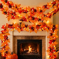 9Ft 2-Pack Battery-Operated Maple Leaf Garland with 8 Lighting Modes - Fall Decor