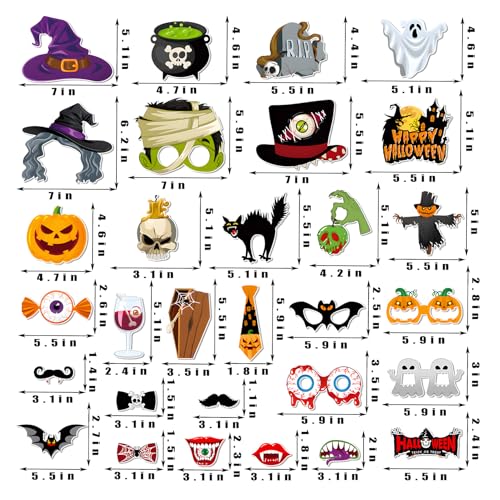 Multi-Coloured Halloween Photo Booth Props Set - 30 Pieces Party Decorations