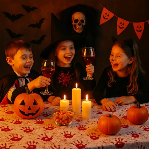 Halloween Horror Blood Splatter Tablecloth - Disposable Plastic Cover, 54x108 Inches