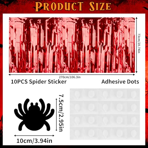 Red Sequin Halloween Tablecloth 28x106 Inch with Spider Decorations
