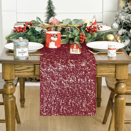 Burgundy Dutch Fleece Table Runner 13x90 Inch Holiday Kitchen Dining Decor