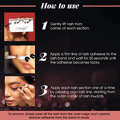 Pre-Cut False Lashes Demi Wispies Pack of 4 - Natural Look Strip Lashes with Duo Adhesive