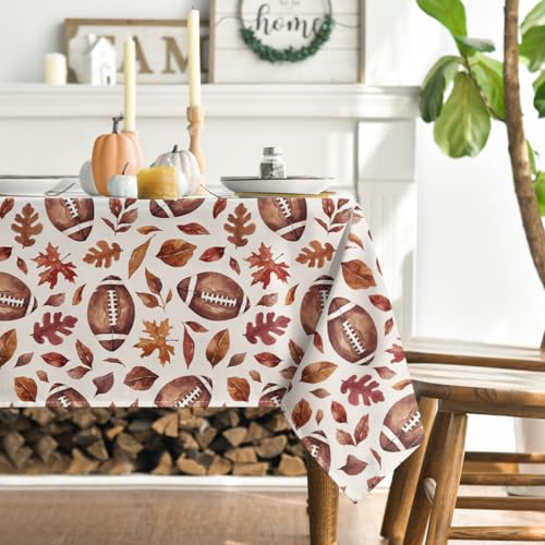 Fall Football Game Day Tablecloth 60 x 84 Inch Rectangular Orange - Sports Decor