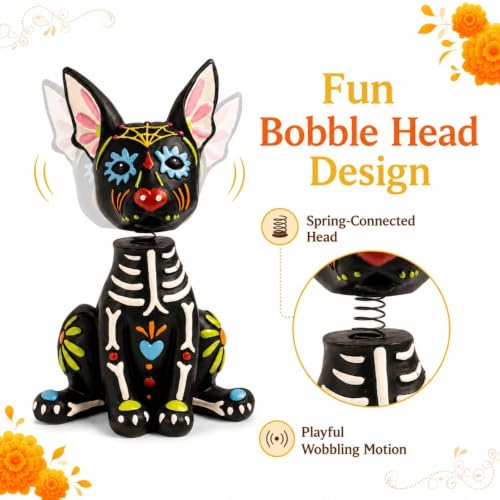 Day of The Dead Dog Figurines Black Dog - Pet Ofrenda Decorations for Altar & Halloween