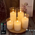 White Glass Flickering Flameless Candles Set of 5 - Rechargeable LED Décor