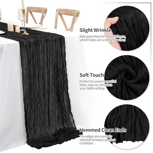Black Cheesecloth Table Runner 16 Pack 10Ft Rustic Gauze Wedding Party Decor