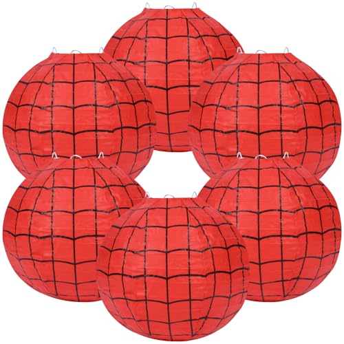 6 Pack Spider Web Paper Lanterns - Halloween Party Decorations for Kids & Events