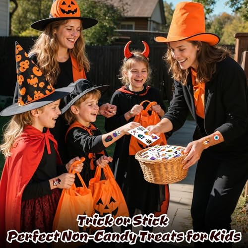 Kids Halloween Temporary Tattoos Set 204 Designs for Parties & Trick-or-Treating