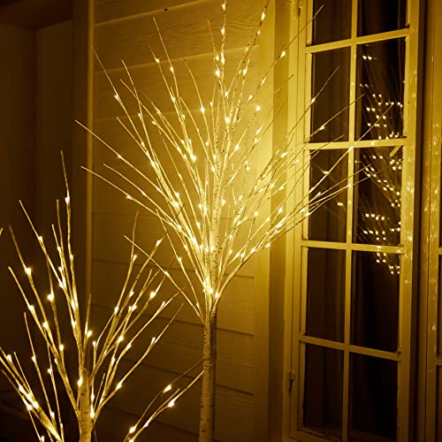 Outdoor Christmas Birch Tree Lights Set - 3 Pack, 4ft 5ft 6ft Variations