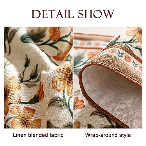 French Linen Small Table Runner - Anthea 12" x 63" Elegant Floral Design