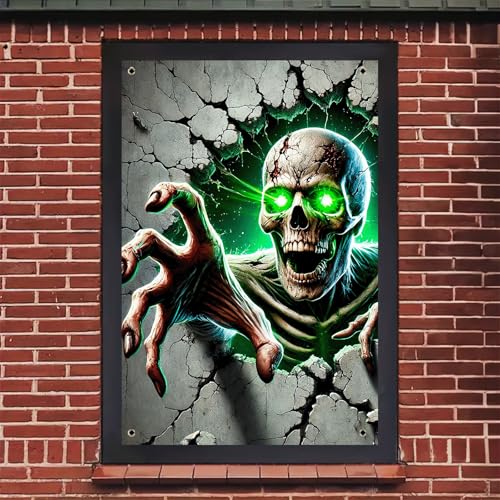 Halloween Creepy Doll Window Cover - 31x47 Inch Polyester Decor