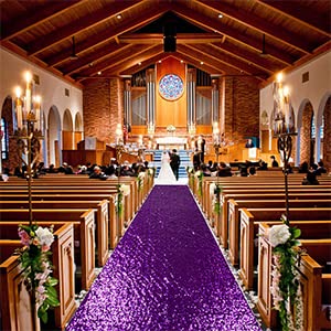 Purple Sequin Wedding Aisle Runner 15x2ft Carpet for Wedding Ceremony & Events - ShinyBeauty