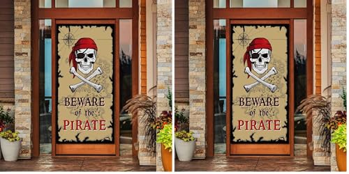 Pirate Door Banner Halloween Decorations - Pack of 2, 3.28 x 5.90 ft, Pirate Theme