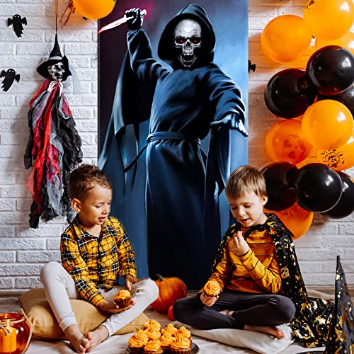 Halloween Skeleton Door Banner Backdrop Decoration - Spooky Party Photo Booth Prop