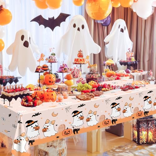 Halloween Tablecloths - 3 Pack 274 x 137 cm Orange Ghosts Pumpkins Skeletons Party Decor