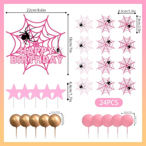 Spider Cake Topper and Decoration Set for Birthday Parties - 40 pcs