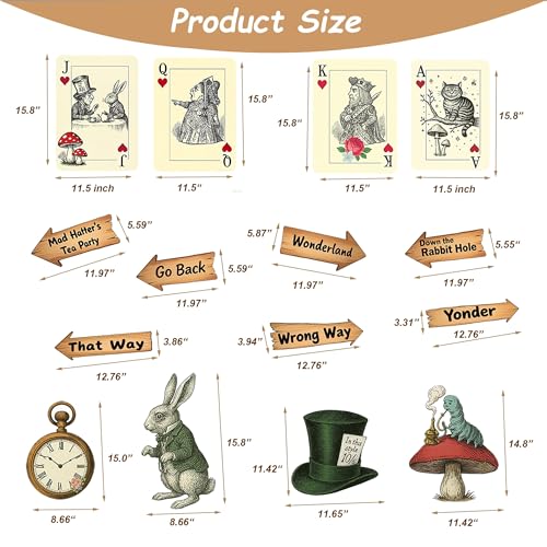 Wonderland Party Decorations Set - Alice Themed Wall Art & Props for Events