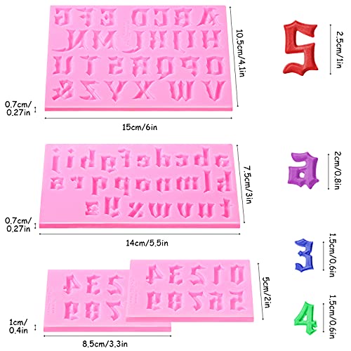 Goth Letter Number Silicone Molds for Halloween Cake Decorating - 4 Pieces
