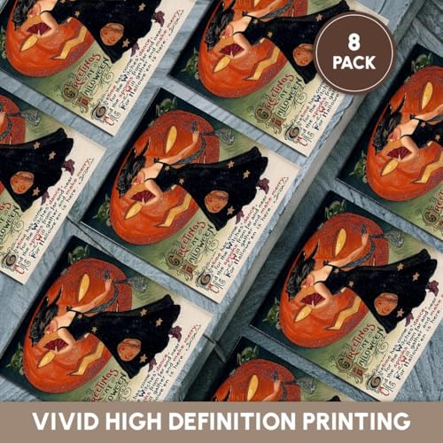 Vintage Halloween Lady Ceramic Coasters Set of 8 - Black Art Deco Style