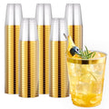 Gold Rimmed Disposable Plastic Cups 10 oz - 200 Pack | Elegant Heavy-Duty Party Cups - GoldRim-10oz-200