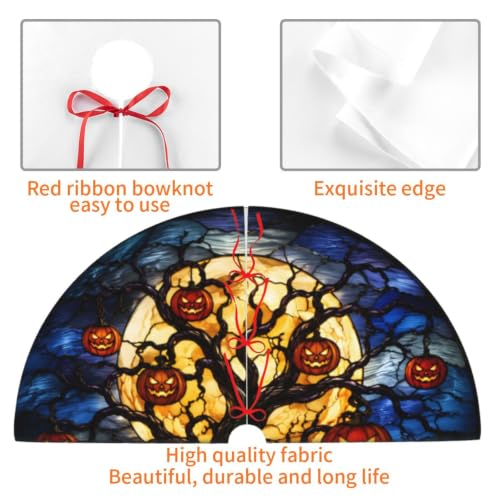 36-Inch Halloween Pumpkin Tree Skirt Fall Decor Carpet Mat for Xmas & Party