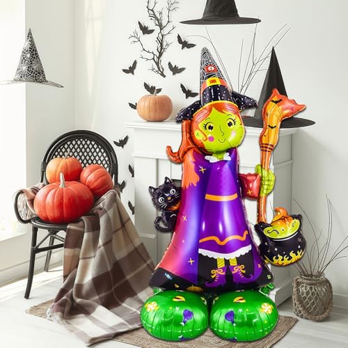 Halloween Witch Balloon - 49 Inch Self-Standing Foil Mylar Decoration - Witch Variation