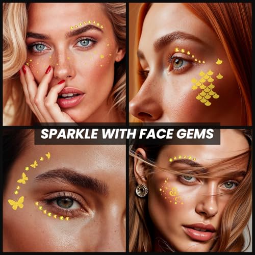 Multi-Style Gold Glitter Freckles & Face Gems Set - 30PCS for Festivals and Parties (Variation of THIS listing)