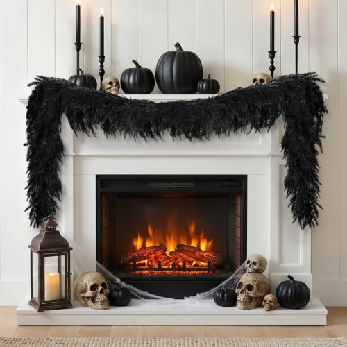 Black 6FT Halloween Norfolk Pine Garland - Indoor Decor, Pack of 1