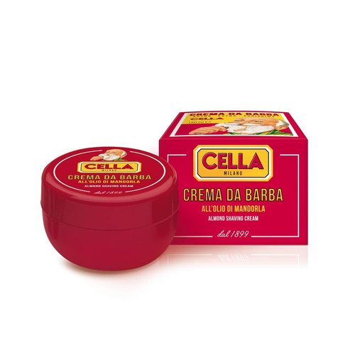 Cella Milano Almond Shaving Cream - Premium Tallow-Based Wet Shave Soap for Men | Rich Moisturizing Lather (5.2 oz / 150g)