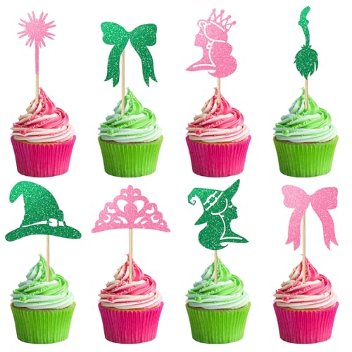 24PCS Witch Themed Cake Cupcake Toppers Decorations for Halloween & Birthday Parties