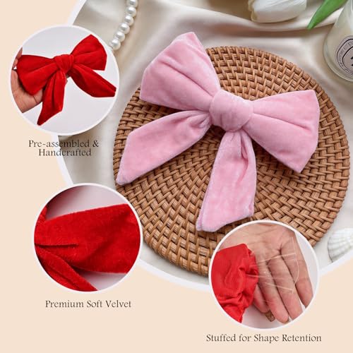 Pink Velvet Bow Garland 8.2FT Wall & Window Decoration for Party & Holidays