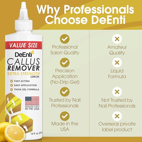 Callus Remover Gel for Feet - Lemon Scent, 16oz, Professional Pedicure Formula with Cone Cap