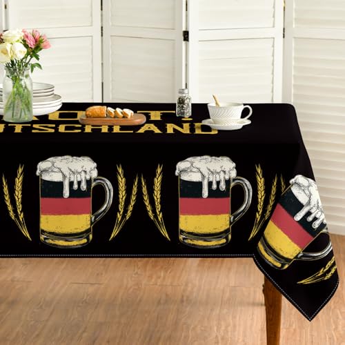 Oktoberfest Tablecloth 60x84 Inch Rectangular Black Beer Party Decor