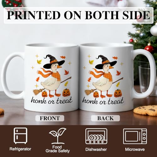 Funny Honk or Treat Halloween Witchy Goose Ceramic Coffee Mug - Orange
