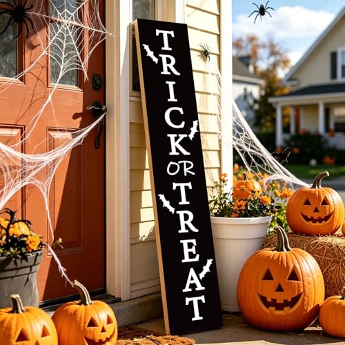 Halloween Porch Sign Outdoor Wooden Decor 46.8 Inch Trick or Treat Welcome