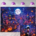 Halloween Pumpkin Village Backdrop - 7x5FT Trick or Treat Scene - Spooky Fall Decorations