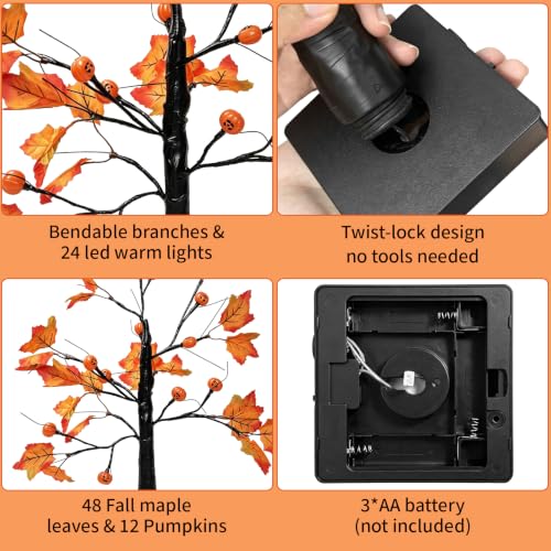 DIY Fall Pumpkin Lamp with Bat & Spider Web Decorations for Home Decor