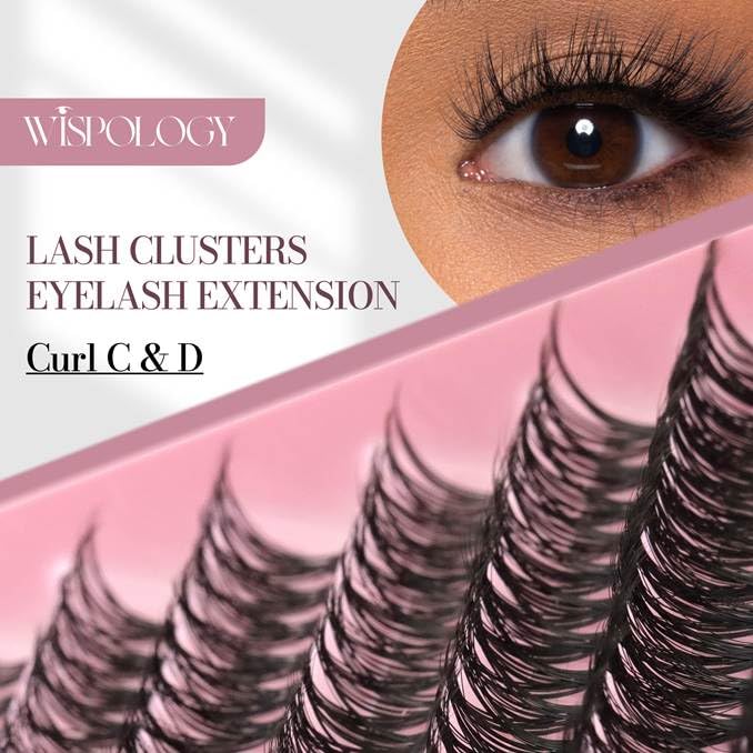 D Curl Lash Clusters Kit - 200 Pieces DIY Eyelash Extension Set with 8-16mm Lengths