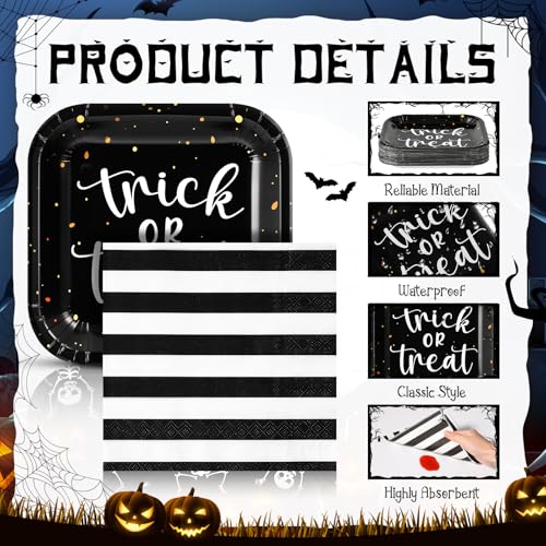 Halloween Paper Plates and Napkins Set Trick or Treat - 36 Count