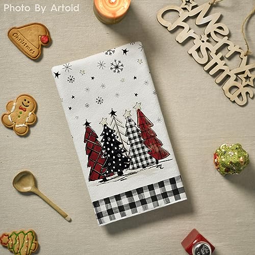 Buffalo Plaid Christmas Dish Towels & Table Runner Set - Holiday Kitchen Decor