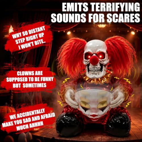 Animatronic Face Ripping Clown Decoration for Haunted House Halloween Scare